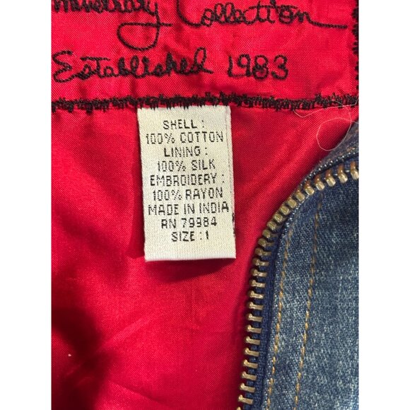 Chico's Jean Jacket Women's 1 US small Anniversary Collection Parrot Beaded - Picture 4 of 14